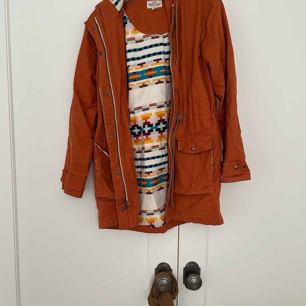 Marine Layer Terracotta Jacket with Vibrant Lining